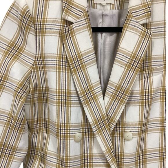 Sezane Christie Jacket Carreau Tile Plaid In Beige Ochre Bordeaux 38 US Size 6 - Picture 6 of 15